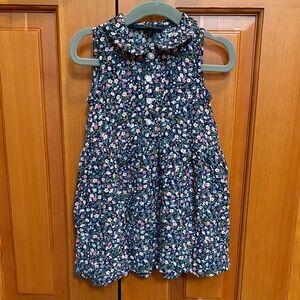 Polo Ralph Lauren Navy Floral Sleeveless Dress Peter Pan Collar Size 2 Viscose